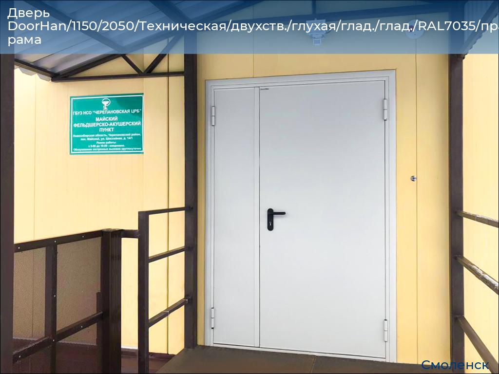 Дверь DoorHan/1150/2050/Техническая/двухств./глухая/глад./глад./RAL7035/прав./угл. рама, smolensk.doorhan.ru