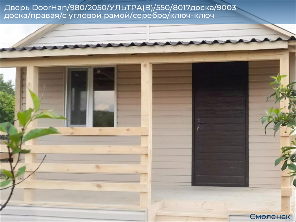 Дверь DoorHan/980/2050/УЛЬТРА(B)/550/8017доска/9003 доска/правая/с угловой рамой/серебро/ключ-ключ, smolensk.doorhan.ru